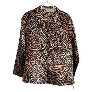Kathryn Pajama Top Animal Print Leopard Zebra NWT Size Med Lounge Sleep Shirt